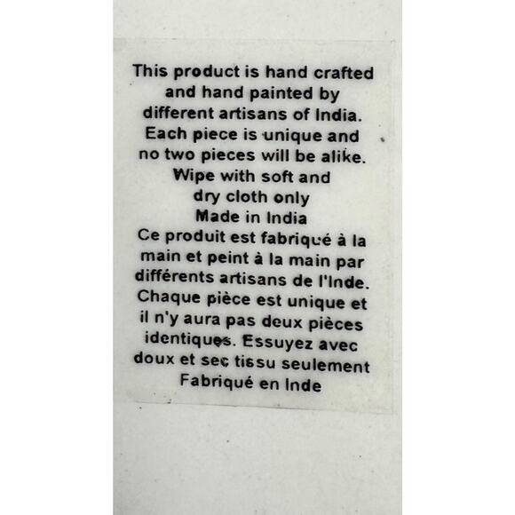 Hand Painted Checker Ceramic Canister w/ Wood Lid Blue & Ivory NEW - Picture 5 of 7